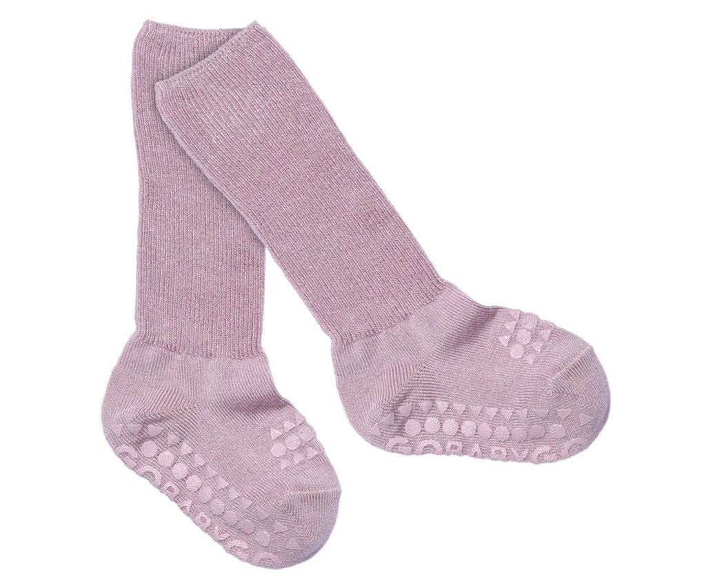 Pack de 3 pares de meias antiderrapantes GoBabyGo em viscose de bambu, cor lavanda, para bebé