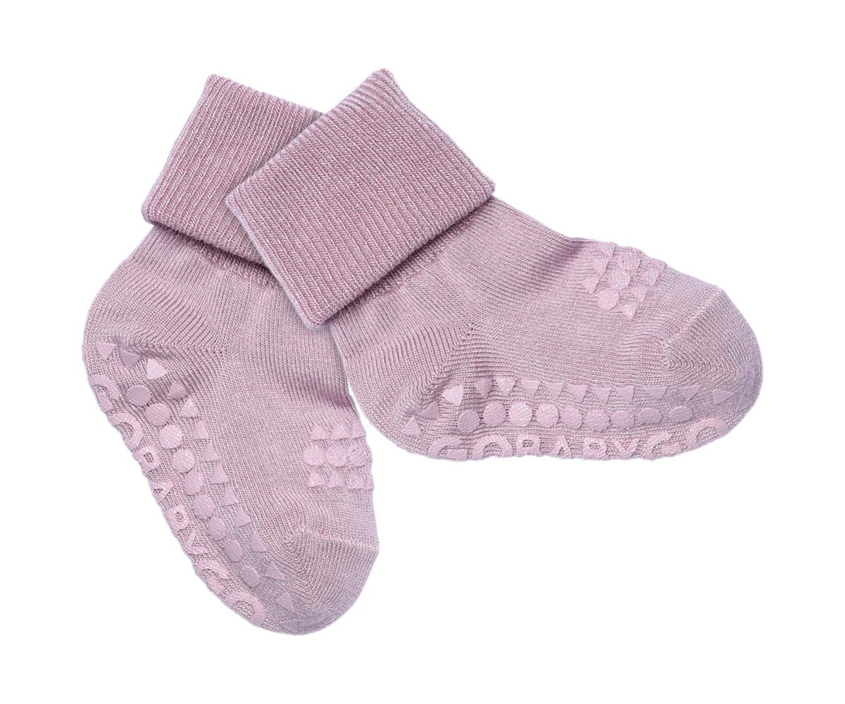 Pack de 3 pares de meias antiderrapantes GoBabyGo em viscose de bambu, cor lavanda, para bebé