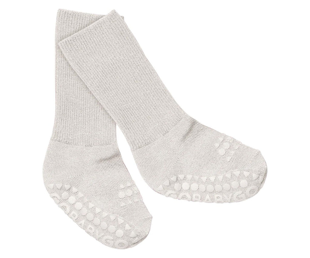 Pack de 3 pares de meias antiderrapantes GoBabyGo em viscose de bambu, cor marfim com brilho, para bebé