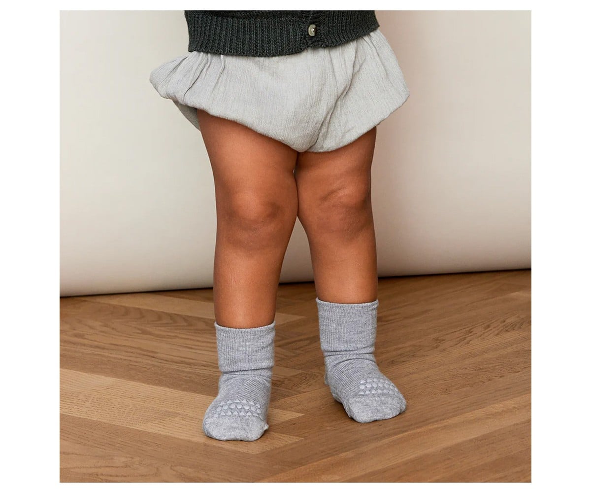 Pack de 3 pares de meias antiderrapantes GoBabyGo em viscose de bambu, cor ameixa, para bebé