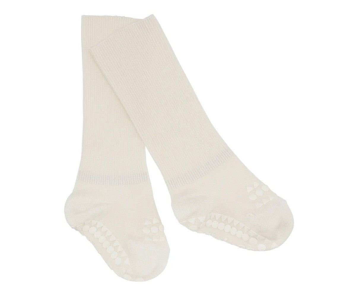 Pack de 3 pares de meias antiderrapantes GoBabyGo em viscose de bambu, cor branco sujo, para bebé