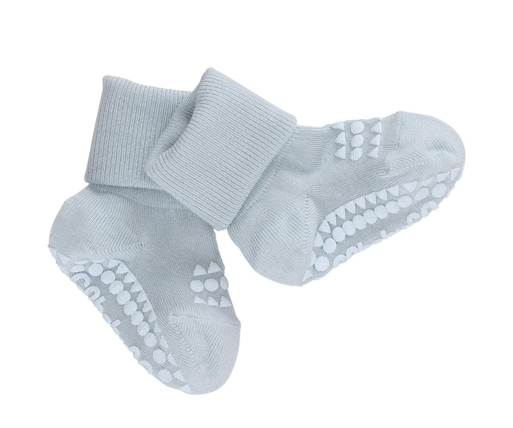Pack de 3 pares de meias antiderrapantes GoBabyGo em viscose de bambu, cor azul céu, para bebé