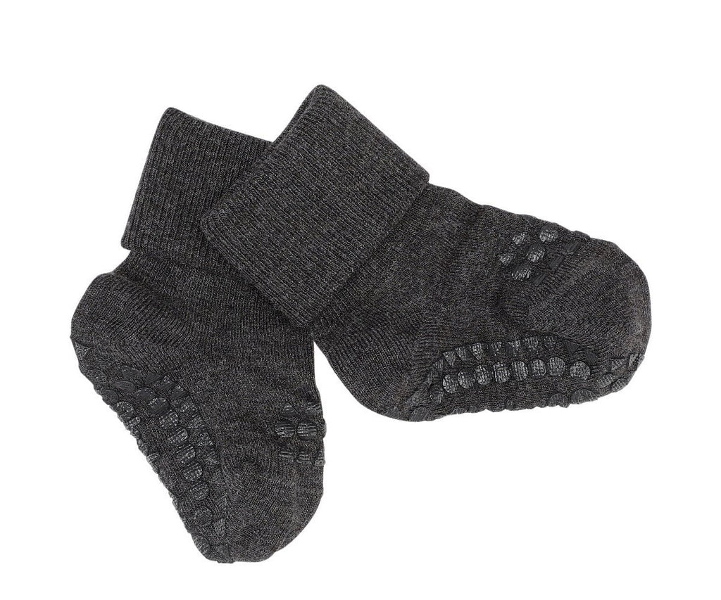 Pack de 3 pares de meias antiderrapantes GoBabyGo em viscose de bambu, cor cinzento mesclado, para bebé