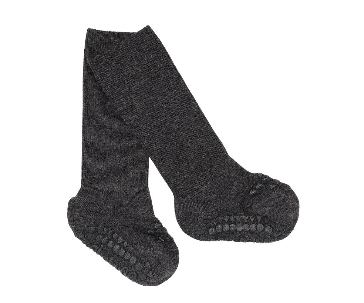 Pack de 3 pares de meias antiderrapantes GoBabyGo em viscose de bambu, cor cinzento mesclado, para bebé