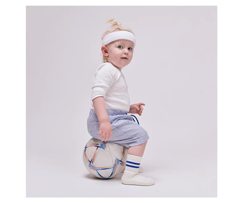 Pack de 3 pares de meias antiderrapantes GoBabyGo Sport em algodão orgânico, cor azul, com pontos na sola