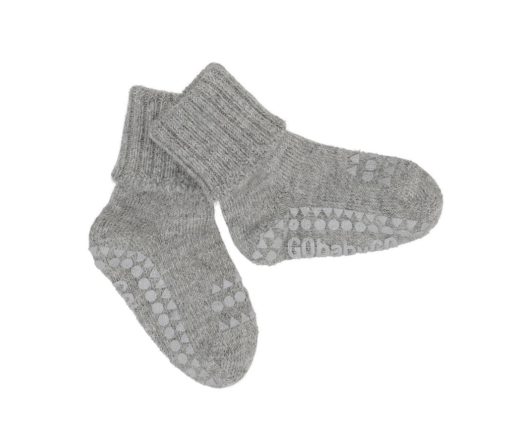 Pack de 3 pares de meias antiderrapantes GoBabyGo em lã de alpaca, cor cinzento mesclado, para bebé
