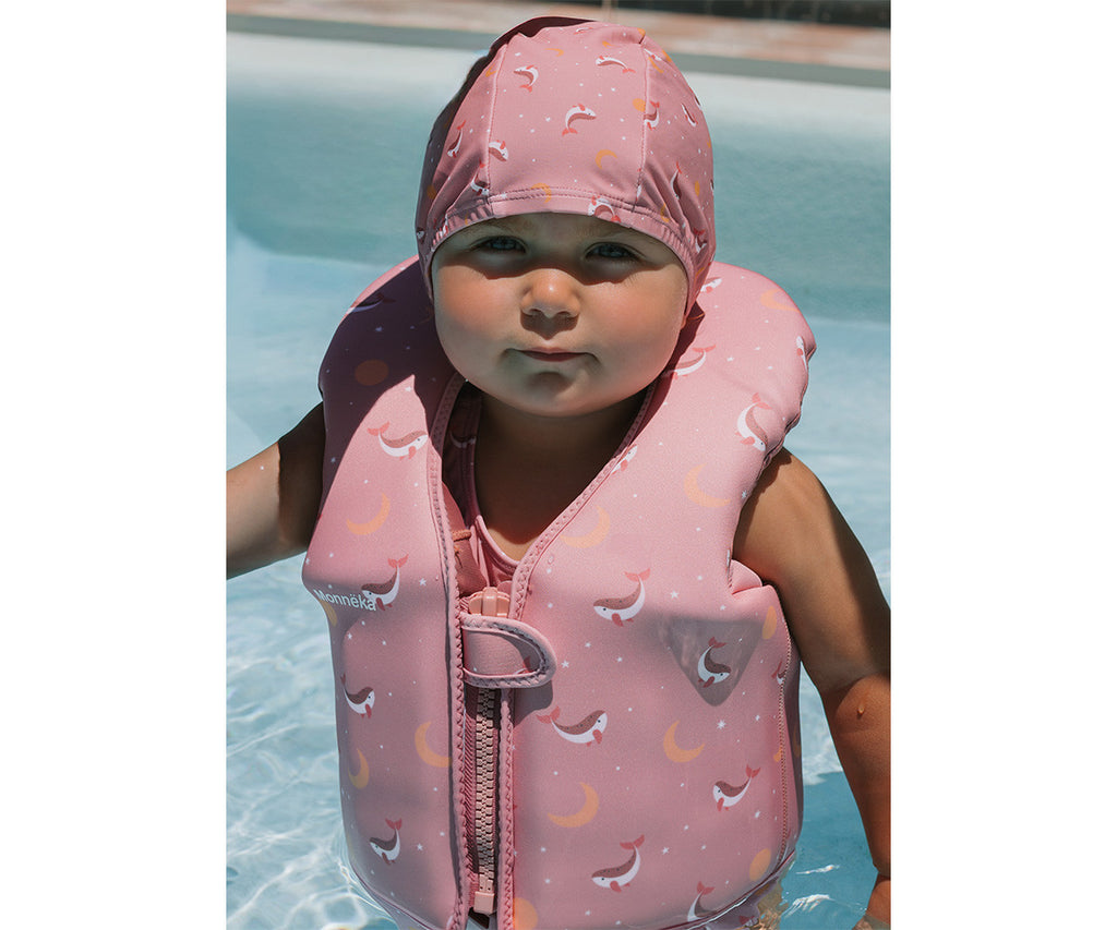 Monneka Touca Natação Infantil Whale Pink