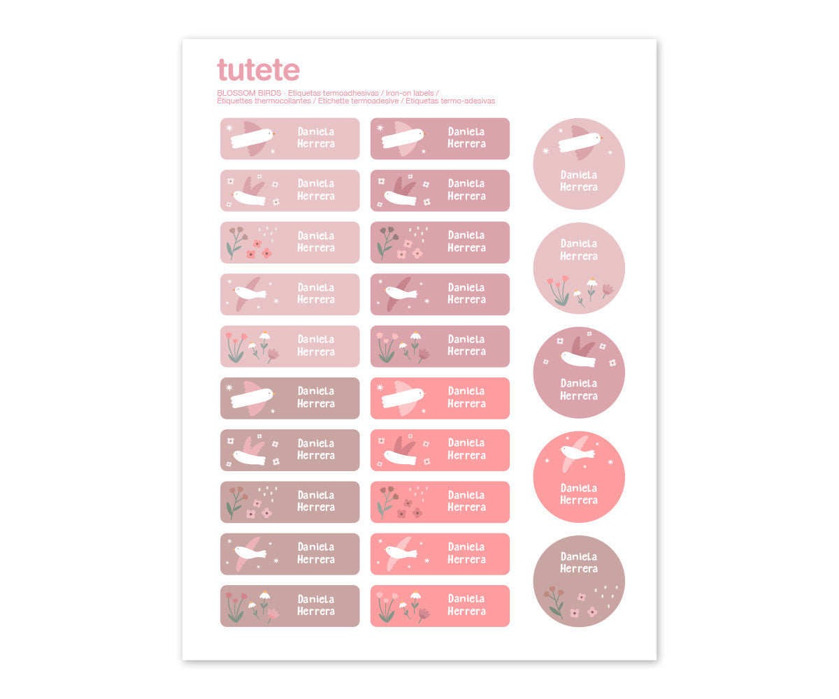 Tutete Etiquetas de Roupa Termocolantes Blossom Birds