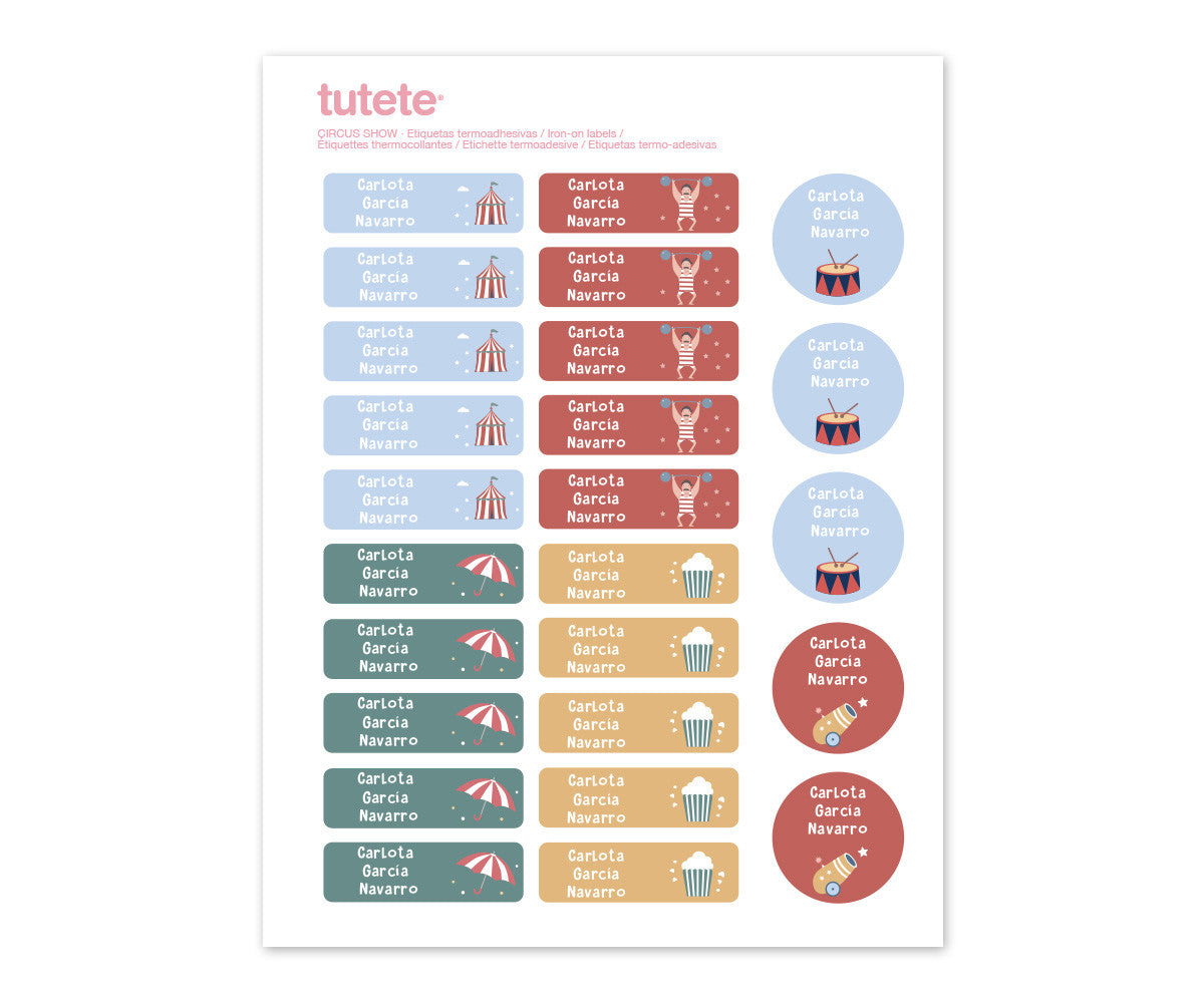 Tutete Etiquetas de Roupa Termocolantes Circus Show