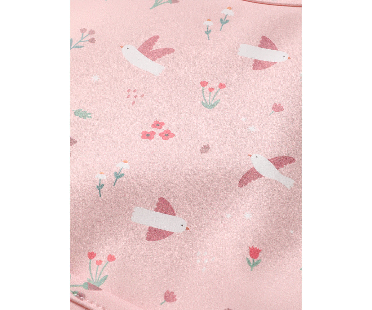 Tutete Babete Impermeável com Bolso Blossom Birds