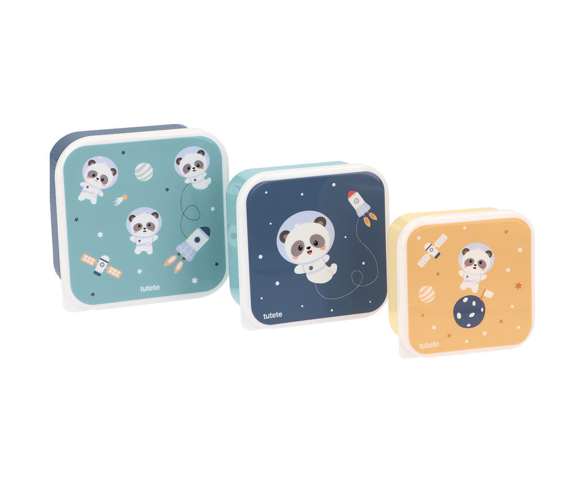 Tutete Pack de 3 Lancheiras Pandas in Space