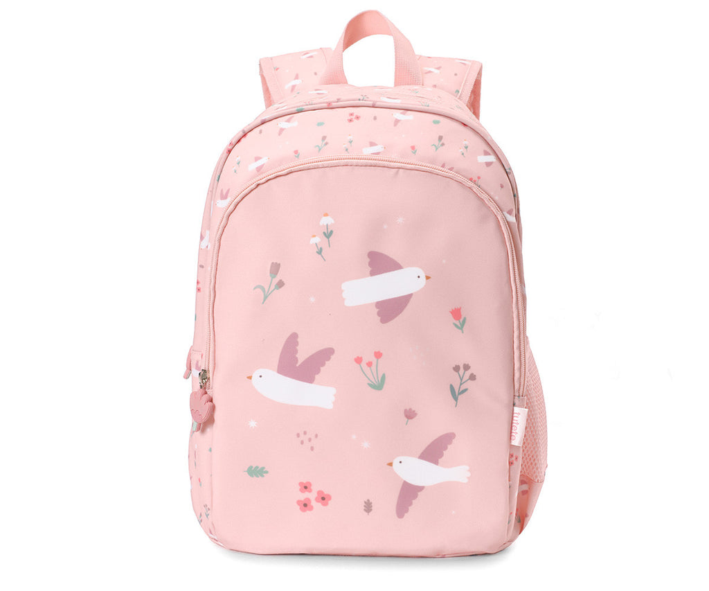 Tutete - Mochila Média + Porta-chaves Personalizável Blossom Birds