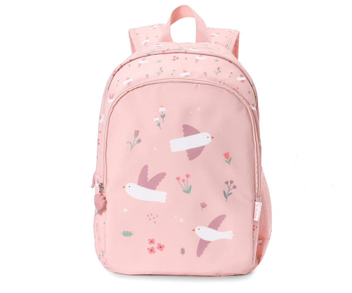 Tutete - Mochila Média + Porta-chaves Personalizável Blossom Birds