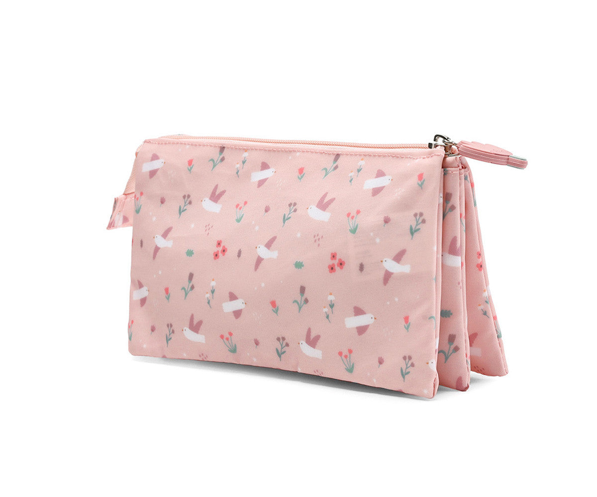 Tutete Estojo com 3 Compartimentos Personalizável Blossom Birds