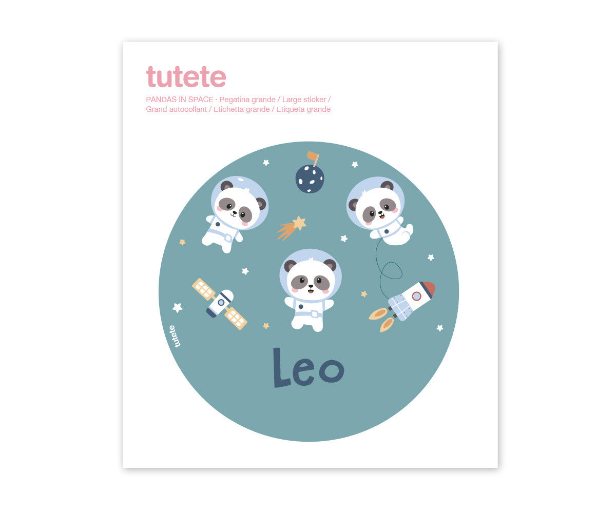 Tutete Adesivo Grande de Lancheira Pandas in Space