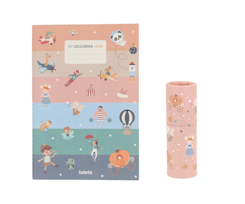 Tutete Livro de Colorir + Tubo de 12 Lápis Mouse Fairies