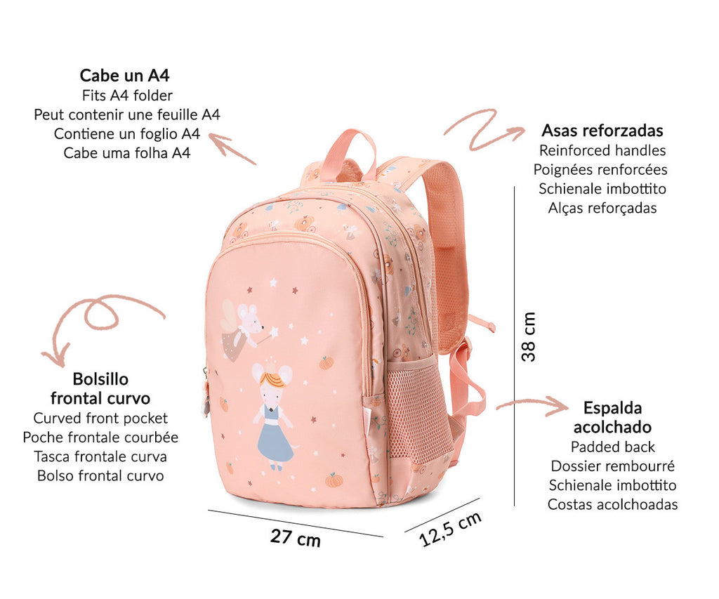 Tutete - Mochila Média + Porta-chaves Personalizável Mouse Fairies