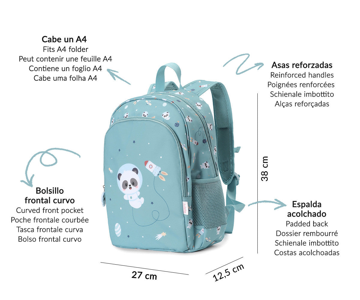 Tutete - Mochila Média + Porta-chaves Personalizável Pandas in Space