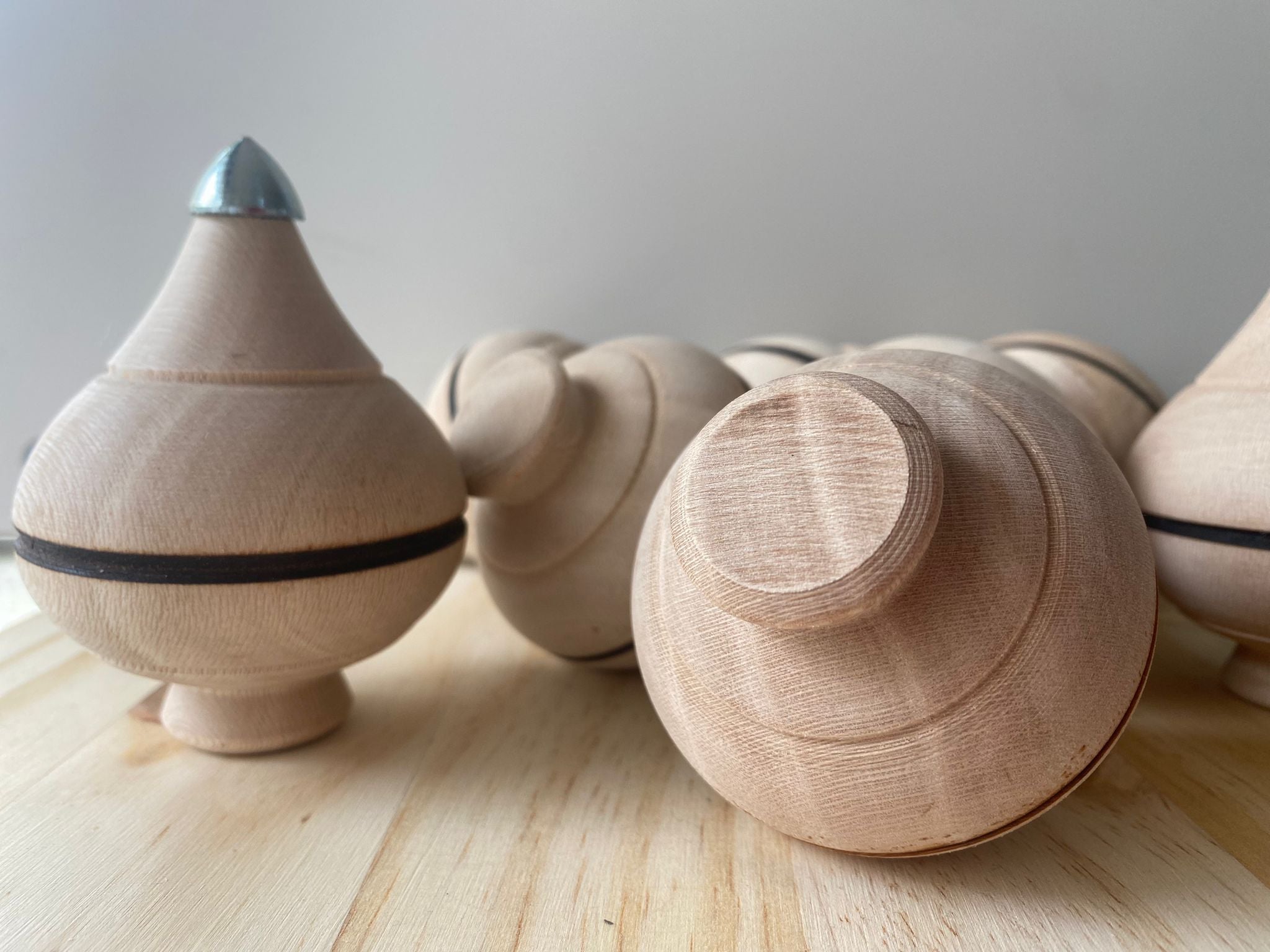 Traditional spinning top made of natural wood 