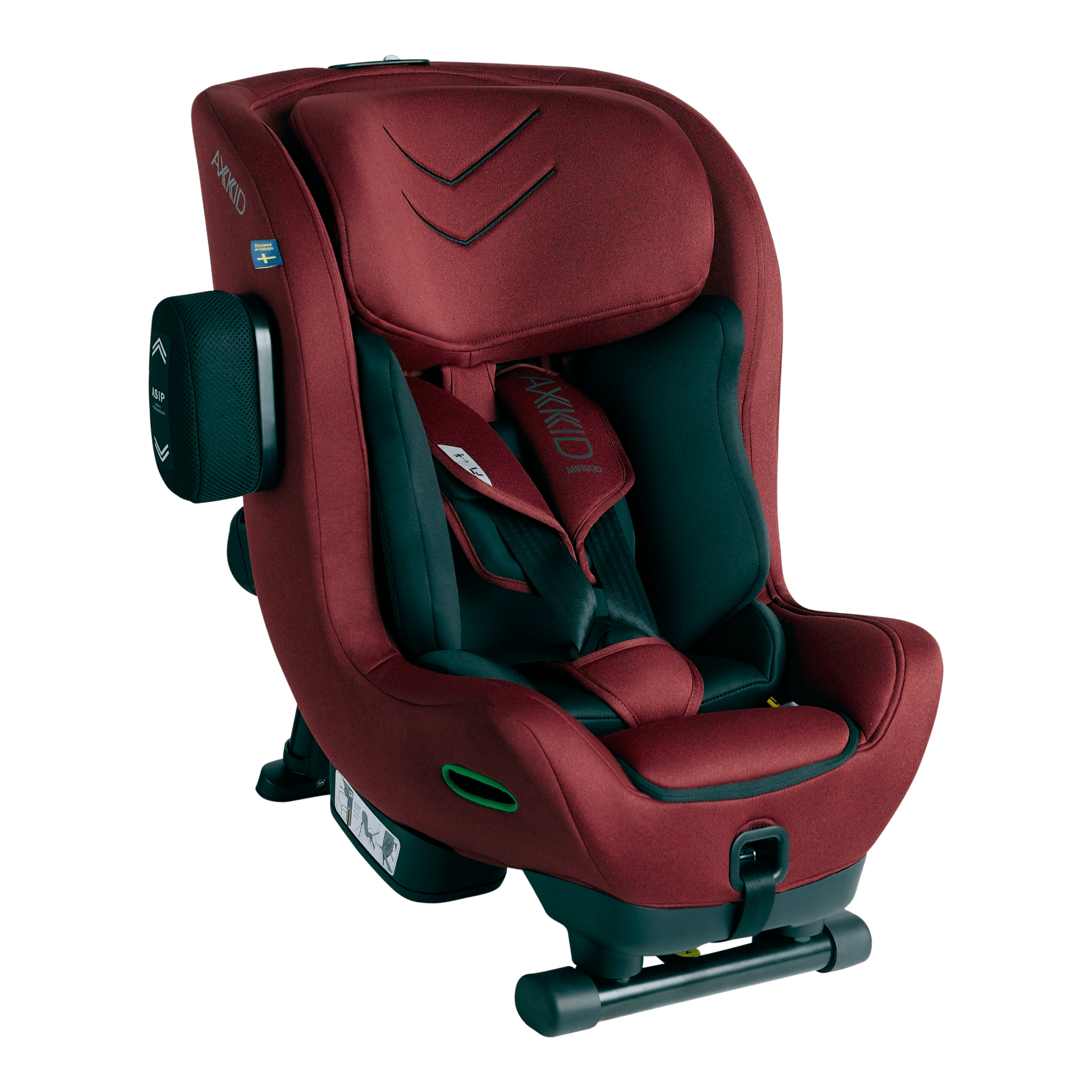 Cadeira auto AXKID Minikid 4 em vermelho (Tile Melange), exibida de frente.