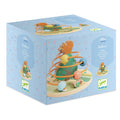 Caixa do Djeco RollNut - Ábaco de Madeira, mostrando o brinquedo com um esquilo e contas coloridas, com indicação de idade +18 meses.