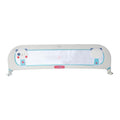 Barreira lateral de cama Olmitos PANDA branca e azul, com design de panda, painel de rede central e mecanismo dobrável para segurança de crianças a partir dos 18 meses.