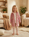 Robe roupão infantil Waterlemon Milk Cookie rosa forte com estampado de bolachas, vista de frente