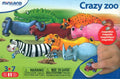 Embalagem do jogo Miniland Magnético - Crazy Zoo, mostrando animais coloridos e peças magnéticas, com indicação de idade 3-7 anos.