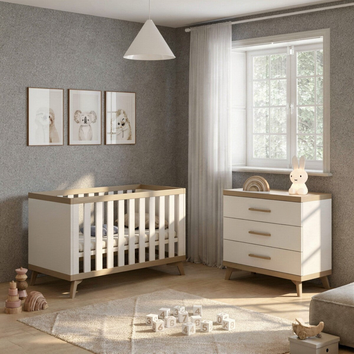 Capri Berço de bebé 120x60 branco e natural da IKID, fotografia 1