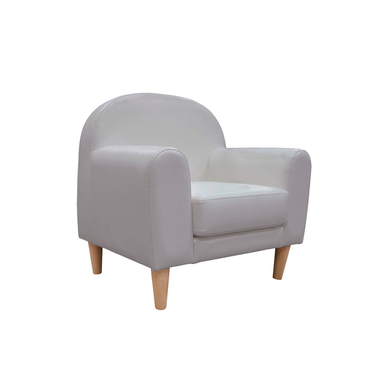 Sofá infantil Micuna Mini com tapizado Polipiel Gris e pés em madeira, fundo branco