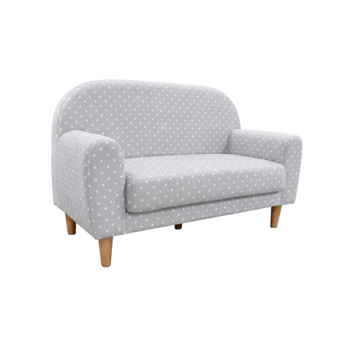 Sofá infantil de dois lugares Micuna Mini Duo com tapizado Galaxy Gris e pés em madeira