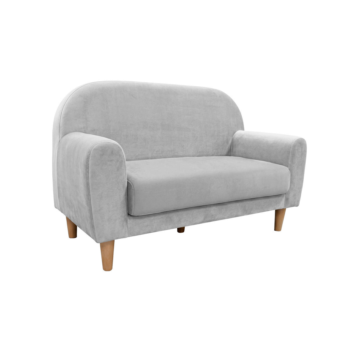 Sofá infantil de dois lugares Micuna Mini Duo com tapizado Gris Claro e pés em madeira
