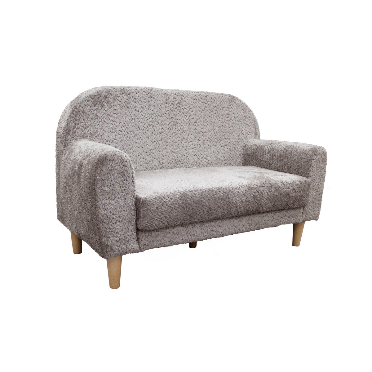 Sofá infantil de dois lugares Micuna Mini Duo com tapizado Borreguito Gris e pés em madeira