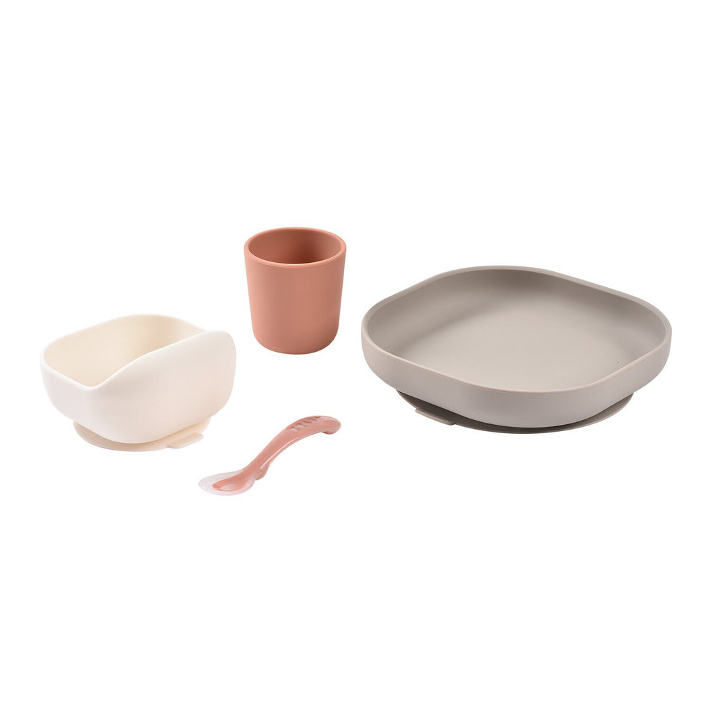 Beaba Conjunto de Refeição em Silicone 4 peças Terracota e Gazelle