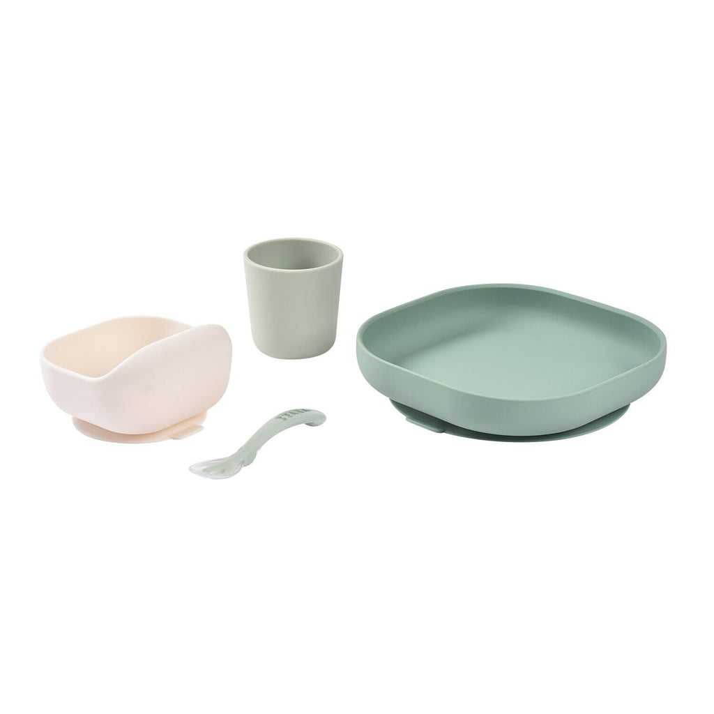 Beaba Conjunto de Refeição em Silicone 4 peças Verde Sálvia e Verde Brumoso