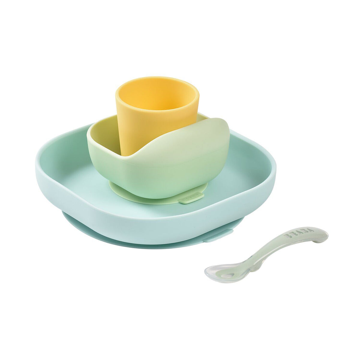 Beaba Conjunto de Refeição em Silicone 4 peças Amarelo e Verde