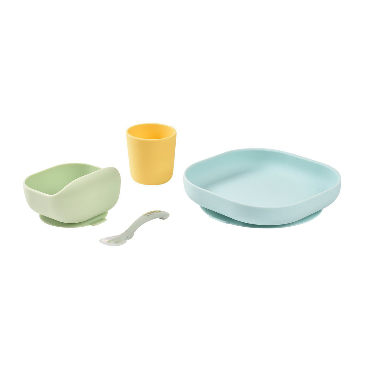 Beaba Conjunto de Refeição em Silicone 4 peças Amarelo e Verde