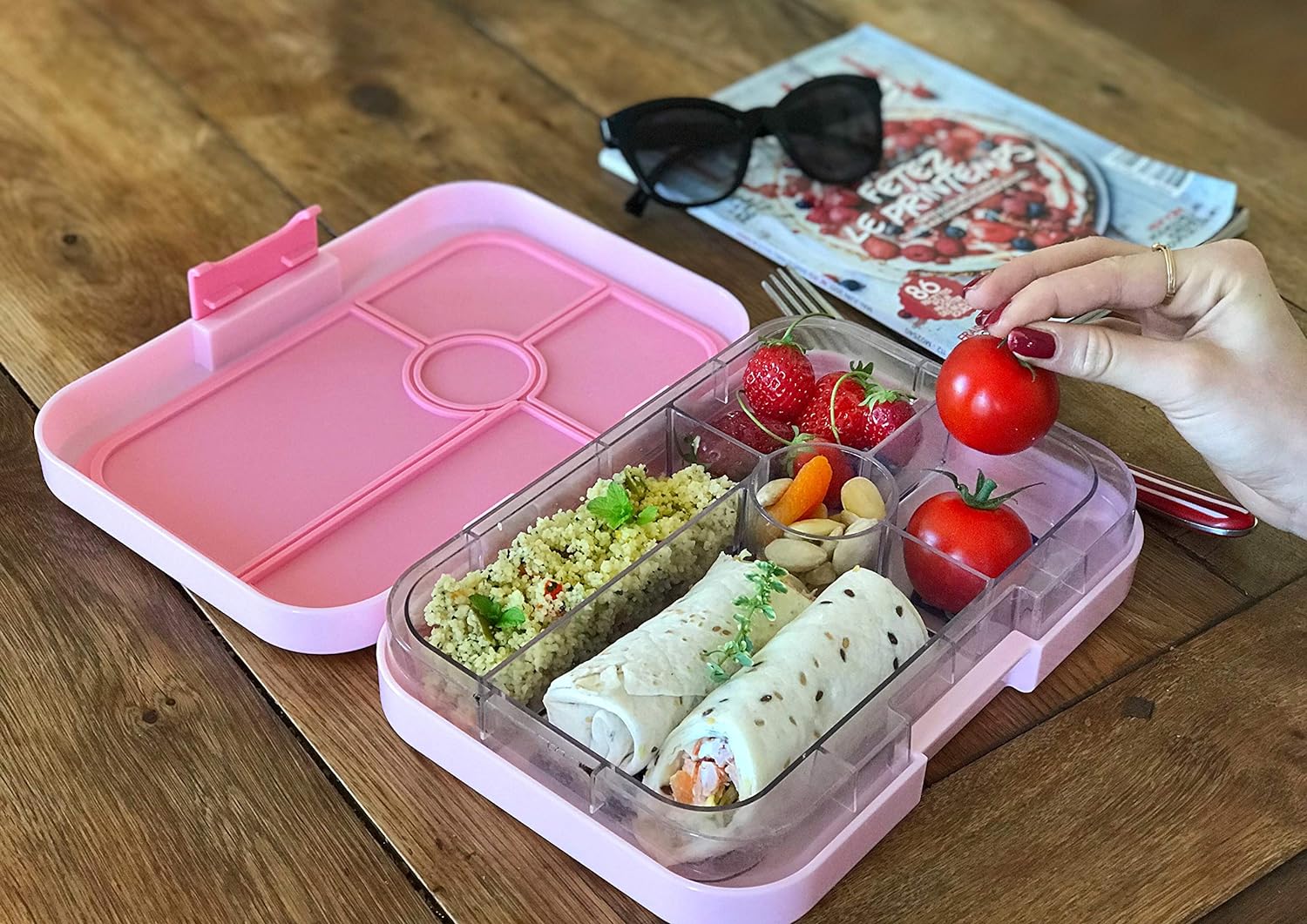 Yumbox Lancheira com 3 compartimentos Power Pink Rainbow