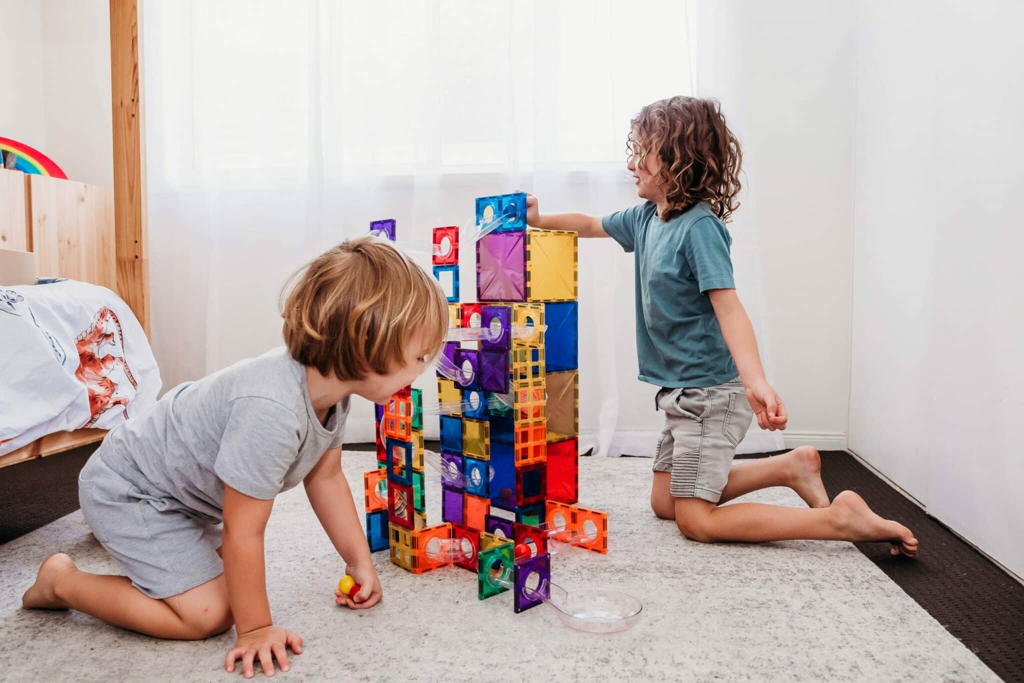 Connetix Magnetic Block Game Ball Run Rainbow 92pc
