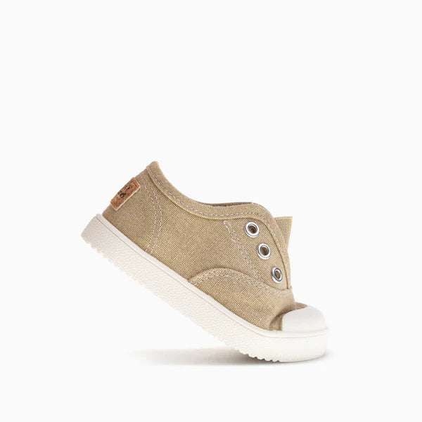 Pablosky Barefoot Sapatilha Lona Lavada Beige