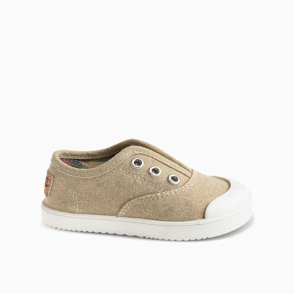 Pablosky Barefoot Sapatilha Lona Lavada Beige