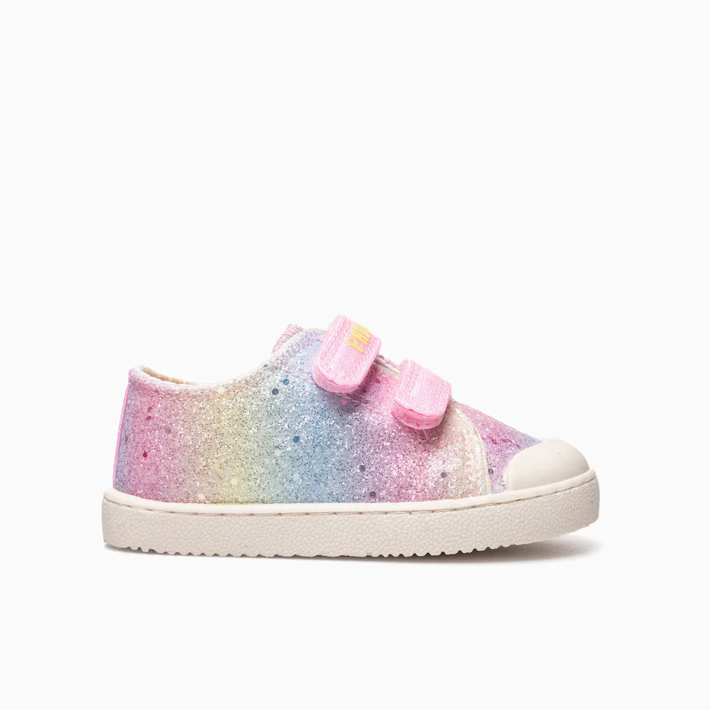 Pablosky Barefoot Sapatilha Lona Glitter Rainbow