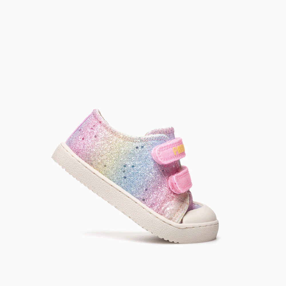 Pablosky Barefoot Sapatilha Lona Glitter Rainbow