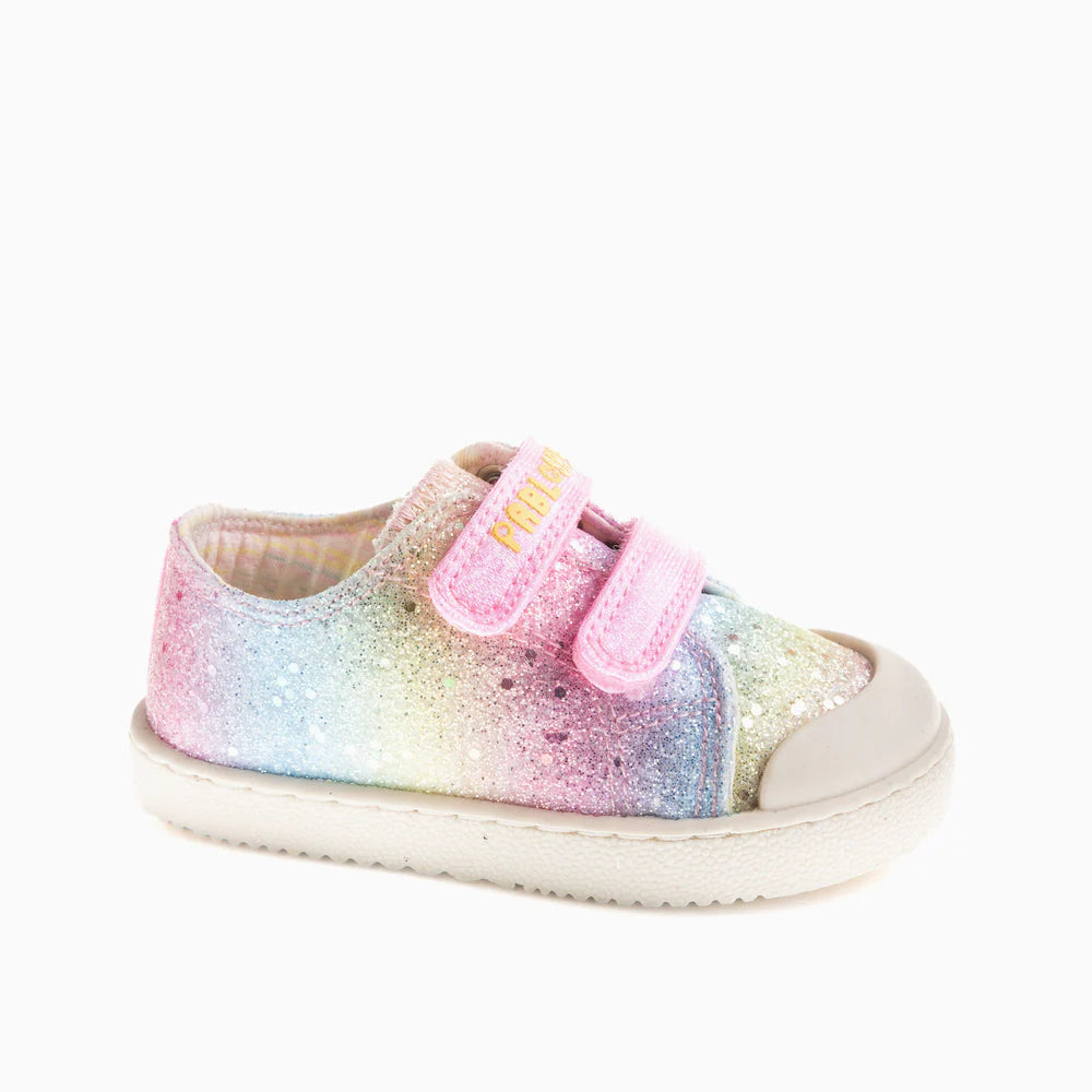 Pablosky Barefoot Sapatilha Lona Glitter Rainbow