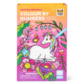 Embalagem do Tiger Tribe Conjunto para Colorir com números "Unicorn Dreaming", exibindo um unicórnio colorido e flores, com a marca Tiger Tribe e indicação de idade 4-7 anos.