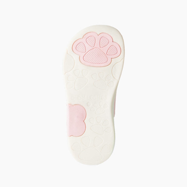 Sola da sapatilha Baby Lobitos Barefoot Sport Core rosa, mostrando o design antiderrapante com padrão de pata.