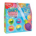 Embalagem do Zimpli Kids Pincel Mágico e 4 Bombas de Banho, mostrando o pincel roxo e as quatro bombas coloridas.