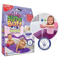 Embalagem do ZIMPLIKIDS Slime para banho Baff Glitter Purpura com crianças a brincar no banho com o slime.