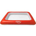 ZIMPLIKIDS Bandeja de jogo insuflável vazia, de cor vermelha com o interior branco, apresentando o logótipo Zimpli na parte frontal.