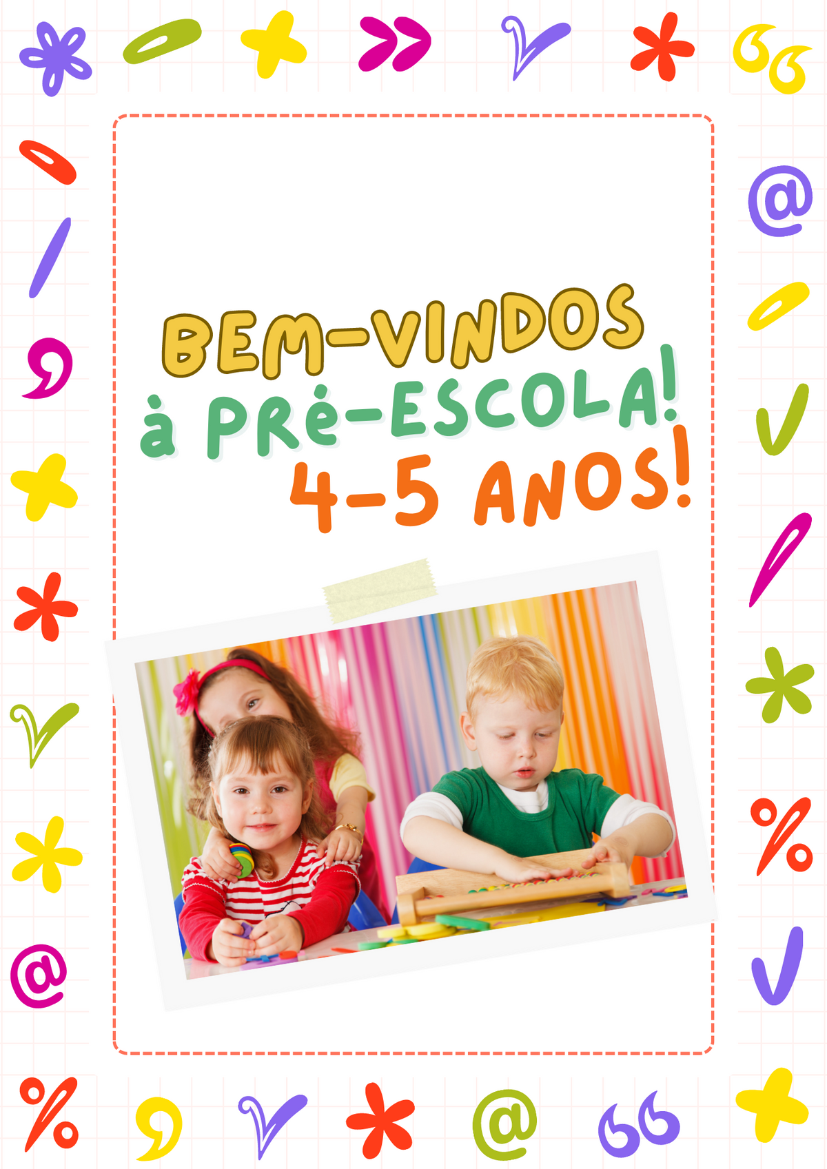 Capa do Ebook 'Bem-vindos à pré-escola!' para 4-5 anos, com duas crianças felizes a interagir.